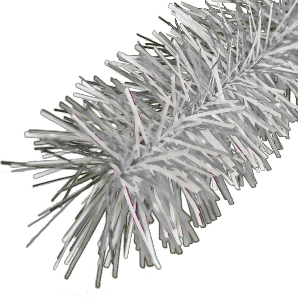 30FT Shiny Metallic Silver & White Tinsel Garland Christmas Plastic Fringe Foil