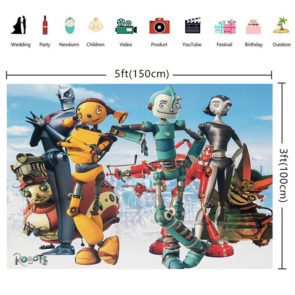 Robots Party Supplies Party Decorations Backdrop Banner Background Birthday Gift