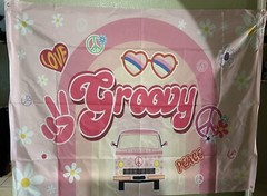 Groovy Boho Party Backdrop , Daisy and 50 Count Goodie Bags For One Year Old