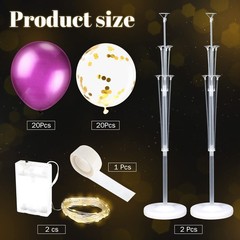 2 Set Floor Balloon Column Stand Kit with 40 Balloons Light Balloon Tower Kit…