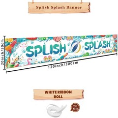 Splish Splash Pool Party Decorations Banner, 118 x 20 Inch Summer Pool Party …