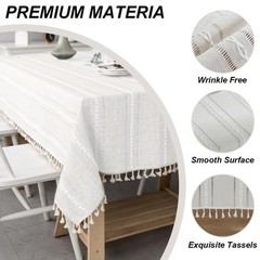 meioro Rustic Table Cloth, Rectangle Textured Cotton Linen Fabric Tablecloth …