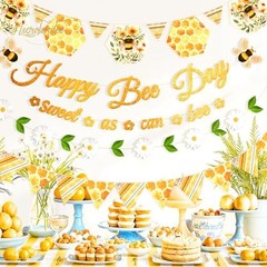 Bumblebee Party Decorations – Happy Birthday Banner – DIY Pre-Strung – Happy Bee