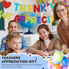 Colorful Pre-Strung Glitter Thank You Banner for Employee Appreciation Events
