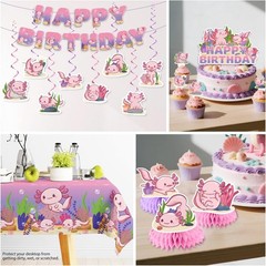 Axolotl Birthday Decorations Set for Girls