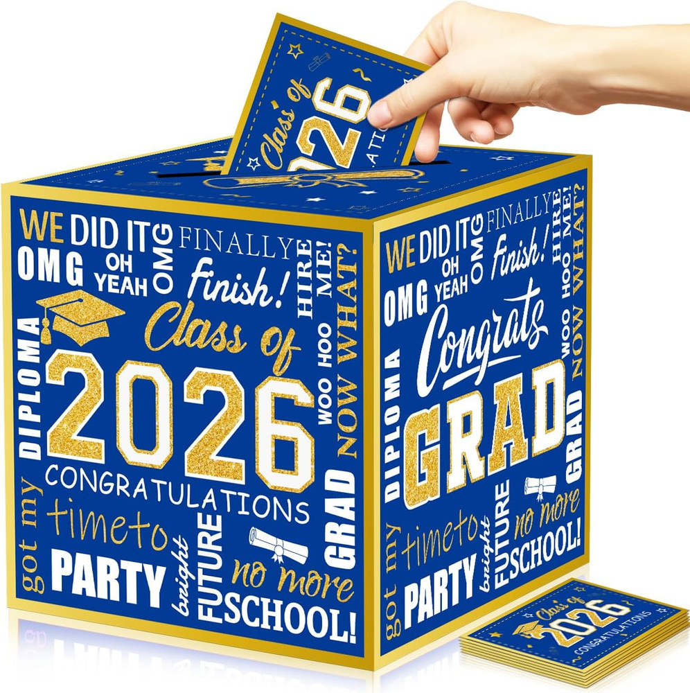 Blue and Gold 2026 Graduation Party Decorations, Blue and Gold Graduation Card B