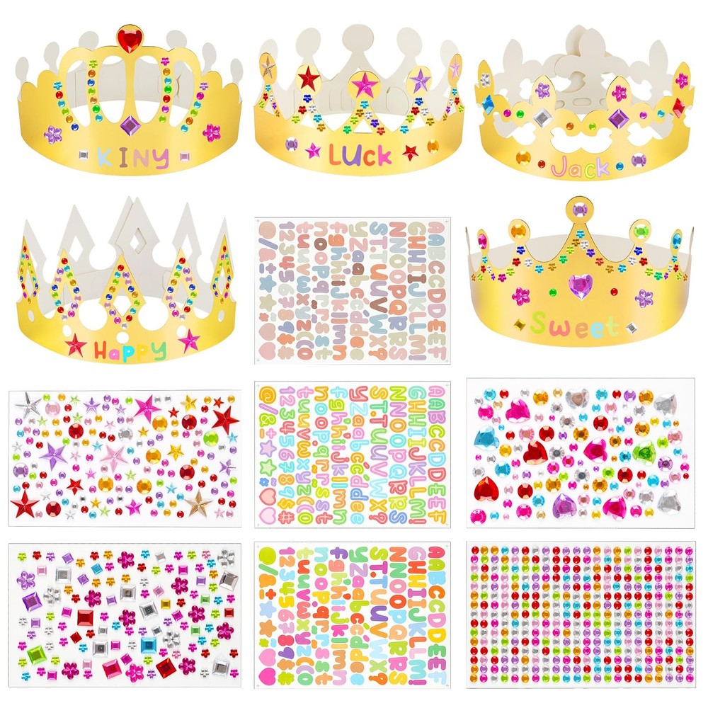 Gold Paper Crowns, 15 Pcs DIY Birthday Party Crowns, King & Princess Crown Ha…