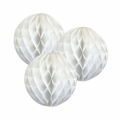 3x White 12″ HoneyComb Round Tissue Paper Lantern Balls Pom Poms Wedding Decor