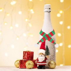 Festive Christmas Bottle Decoration Scarf Christmas Scarf For Doll Home Decor