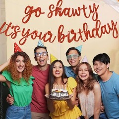 BEISHIDA Go Shawty It’s Your Birthday Banner NO DIY Hip Hop Theme Happy Red