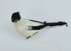 3 Artificial Black White Feather Fake Clip Birds Home Decoration Craft Art Model