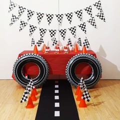 Cindeer 30 Pcs Racing Car Party Decorations 8 Ft Running Mat 16 Ft Long Pennant