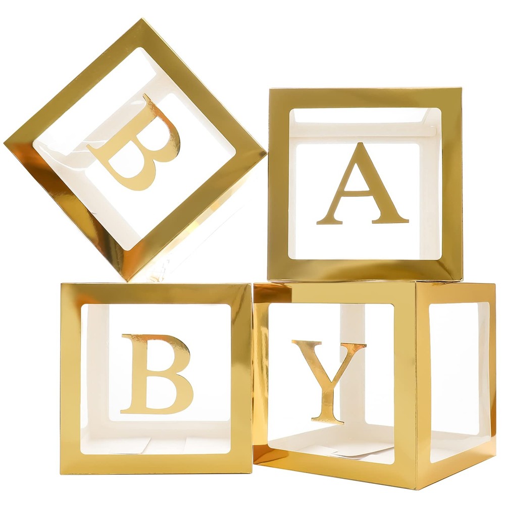 Gold Baby Boxes with Letters for Baby Shower, Baby Shower Decorations for Boy…