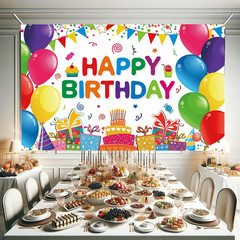 Happy Birthday Backdrop Banner Colorful Birthday Decorations Large Yard Sign for