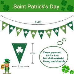 St Patricks Day Decorations, Green Party Supplies Four-leaf Clover Garland Ti…