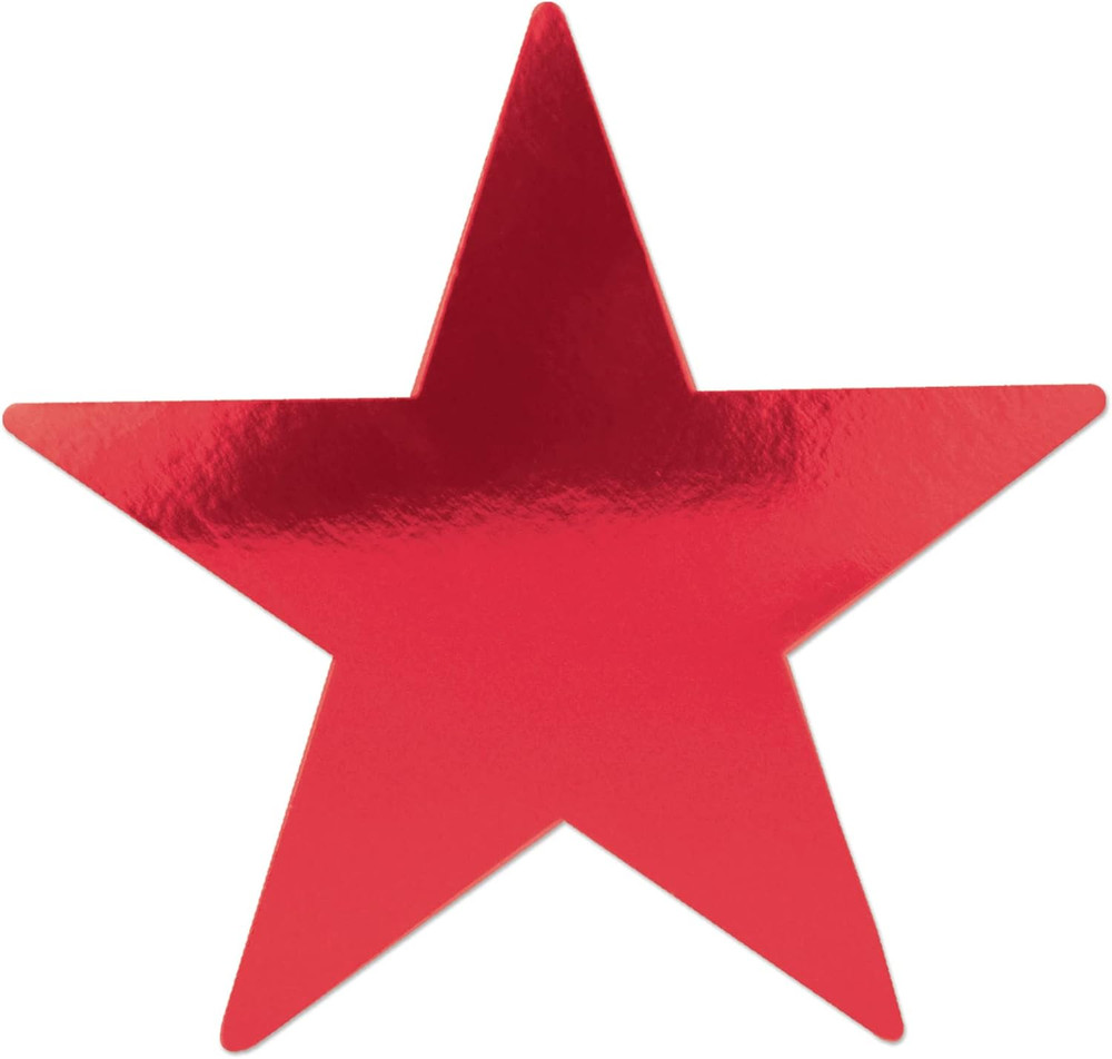24-Pack Foil Red Star Cutouts, Patriotic Party Decorations for Occasions, Celebr