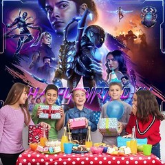 Blue Beetle Party Supplies Birthday Backdrop Banner Background Vinyl 5x3ft