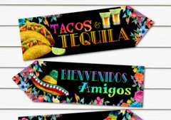 4 Mexican Tacos & Tequila Fiesta Party Decoration Arrows