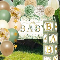 Sage Green Baby Shower Decorations – Gender Neutral Welcome Banner, Balloons & T