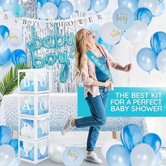 Baby Shower Decorations for Boy – Jumbo Blue Party Decor Set All-in-One Bundle
