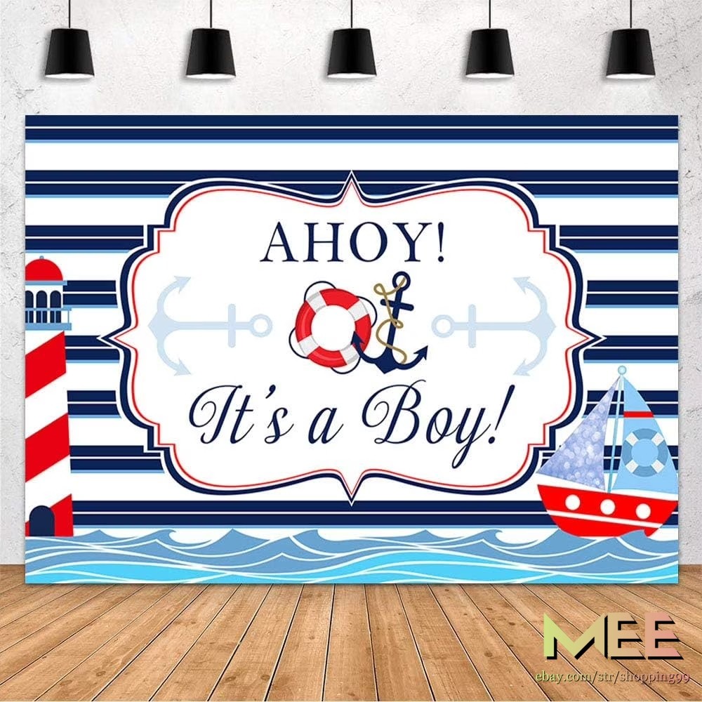 Nautical Backdrop Photo Background Baby Shower Newborn Birthday Party Decoration