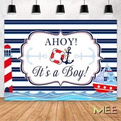 Nautical Backdrop Photo Background Baby Shower Newborn Birthday Party Decoration