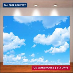 Fabric 7x5ft Sky Backdrop Theme Photography Light Blue Sky Clouds Sunny Sky Phot