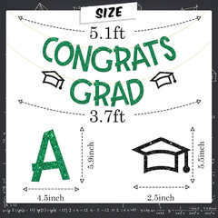 Congrats Grad Banner, Green Glitter, Congrats Bunting Banner, 2025 Grad, Class o