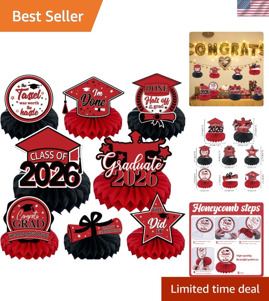 8PCS Graduation Decorations 2026, Class of 2026 Congrats Grad Table Centerpie…