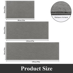 SHACOS Kitchen Rugs Sets of 3 Non Slip Washable Polypropylene Low Pile Absorb…