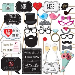 Wedding Photo Booth Props With 8 X 10inch Sign 45 Adhesive Pads 35 Wooden Sticks