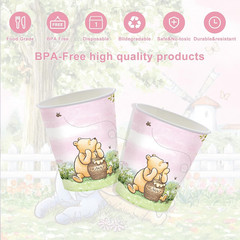 120PCS Pink Classic Winnie Bear Party Supplies Babyshower 1St Party Decorations
