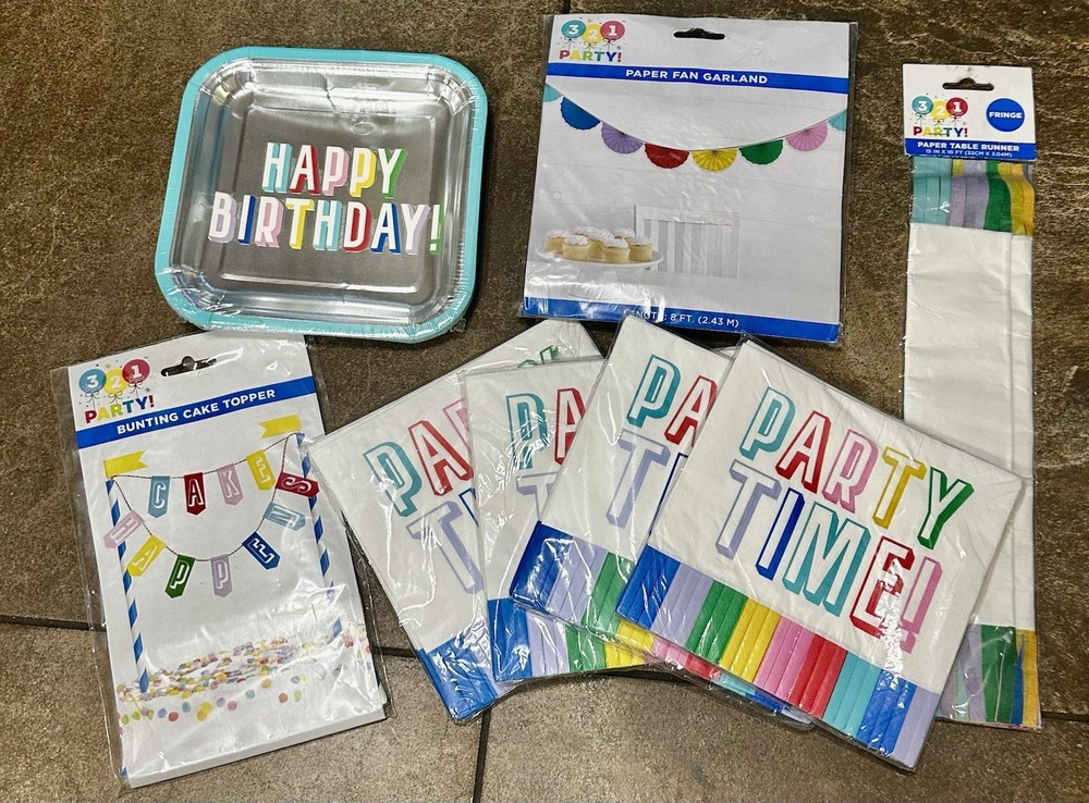 Party Decor Bundle Set Of 8 Items Multicolor Birthday Supplies