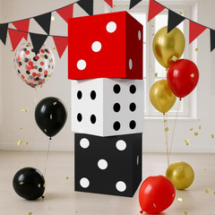 Casino Theme Birthday Party Decorations Party Backdrop, Foil Balloons, Balloons