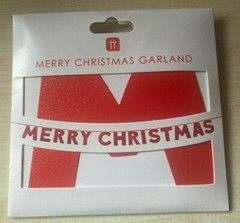 BNIP New Talking Tables MERRY CHRISTMAS Red Glitter Garland Bunting Banner 2M