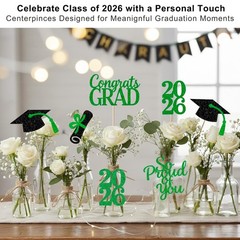 20-Pack Double Sided 2026 Graduation Party Centerpiece Sticks with 32.8ft Twi…