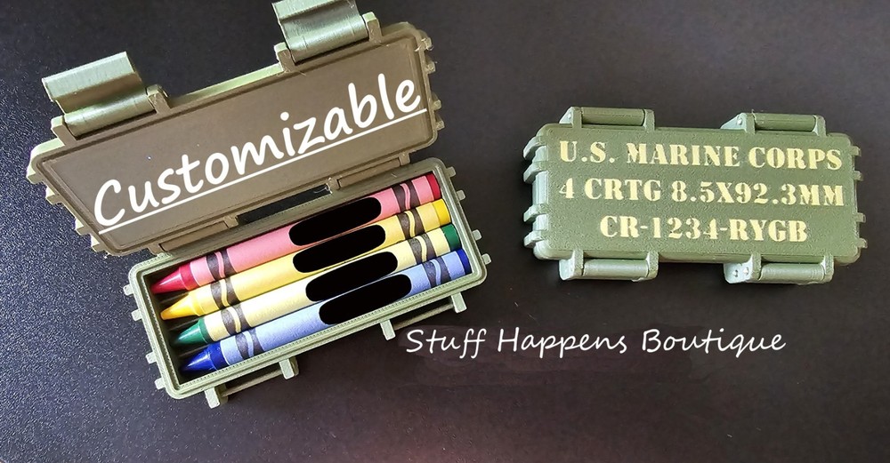 Customizable Marine Corps Tactical Ration Box – 3D Printed Box w/ Crayons