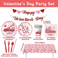 Romantic Valentine’s Day Disposable Party Tableware Set With Heart Theme Design