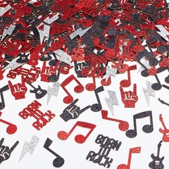 Cheereveal 200PCS Born to Rock Party Confetti – Red Black Music Note, Rock & …