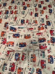 2- Retro Camping RV Tablecloths, Flannel Back