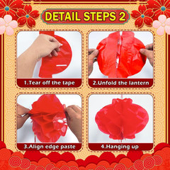 26 Pcs Hibachi Party Decorations Contains 6 Japanese Lanterns with Cherry Blosso