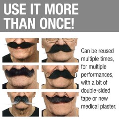 Self Adhesive Fake Mustache Mix, Novelty, False Facial Hair Value Pack (6pcs.)
