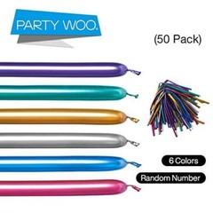 PartyWoo Metallic Twisting Balloons, 50 pcs Long Balloons 260Q Modelling