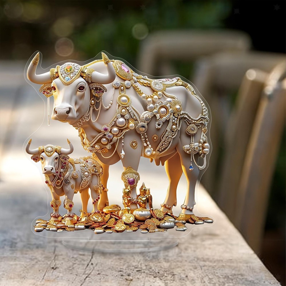 Acrylic Cows Table Decoration 2D Flat Sign for Display Shelf Corner Home