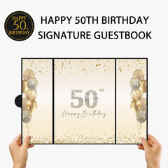 Black Gold 50th Birthday Party Decorations, Happy 50th Birthday Alternative Sign
