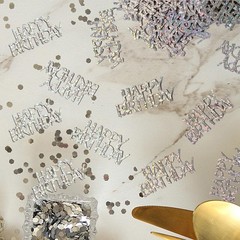 100 PCS Happy Birthday Confetti Silver Table Scatters Disco Music Supplies
