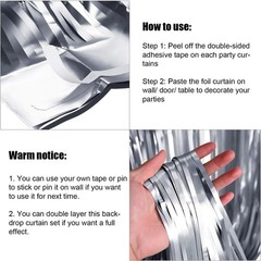 Elegant Silver Tinsel Fringe Backdrop – Perfect for Weddings & Birthdays, 2 Pcs