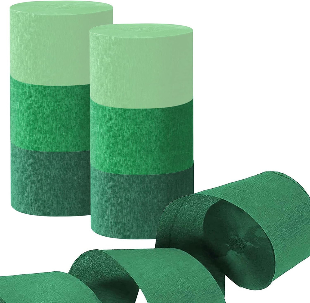 Green Crepe Paper Streamers – 6 Rolls Party Streamers for Various Festival Party