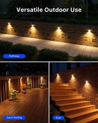 4 Pack Solar Stainless Steel Fence Lights Outdoor Waterproof Motion Sensor Wa…