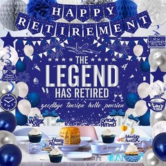 Retirement Party Decorations Blue Silver Happy Retirement Decorations for Men…